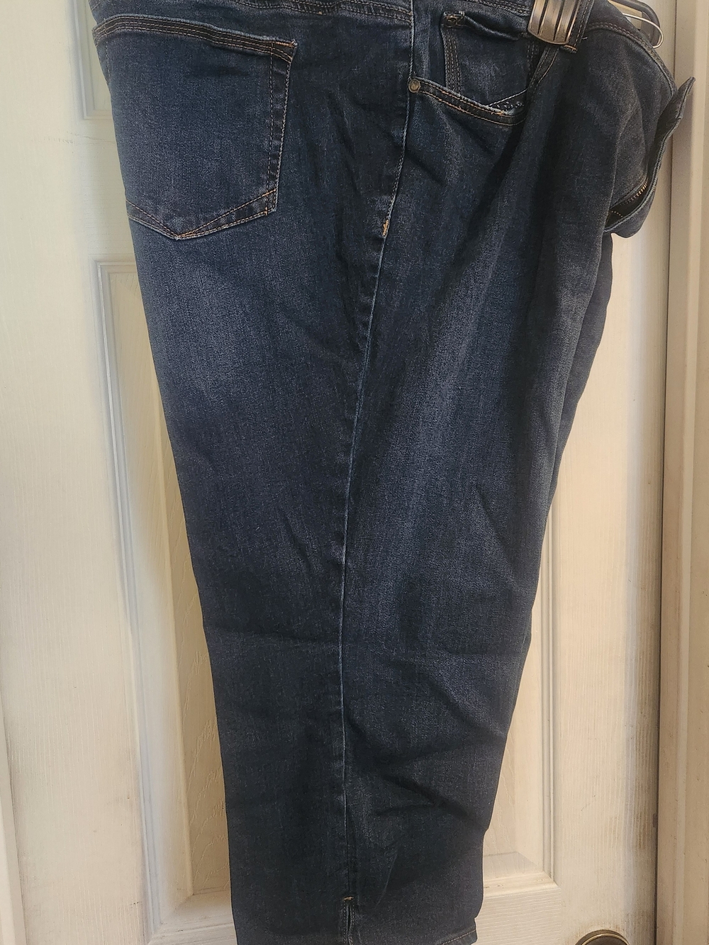 Woman Within Dark Blue Straight Leg Crop Jeans